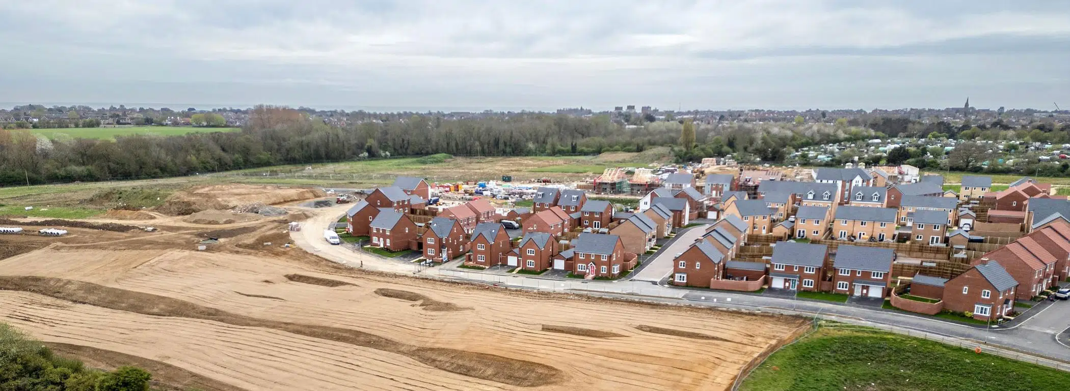 Aerial Shot of new housing development under construction