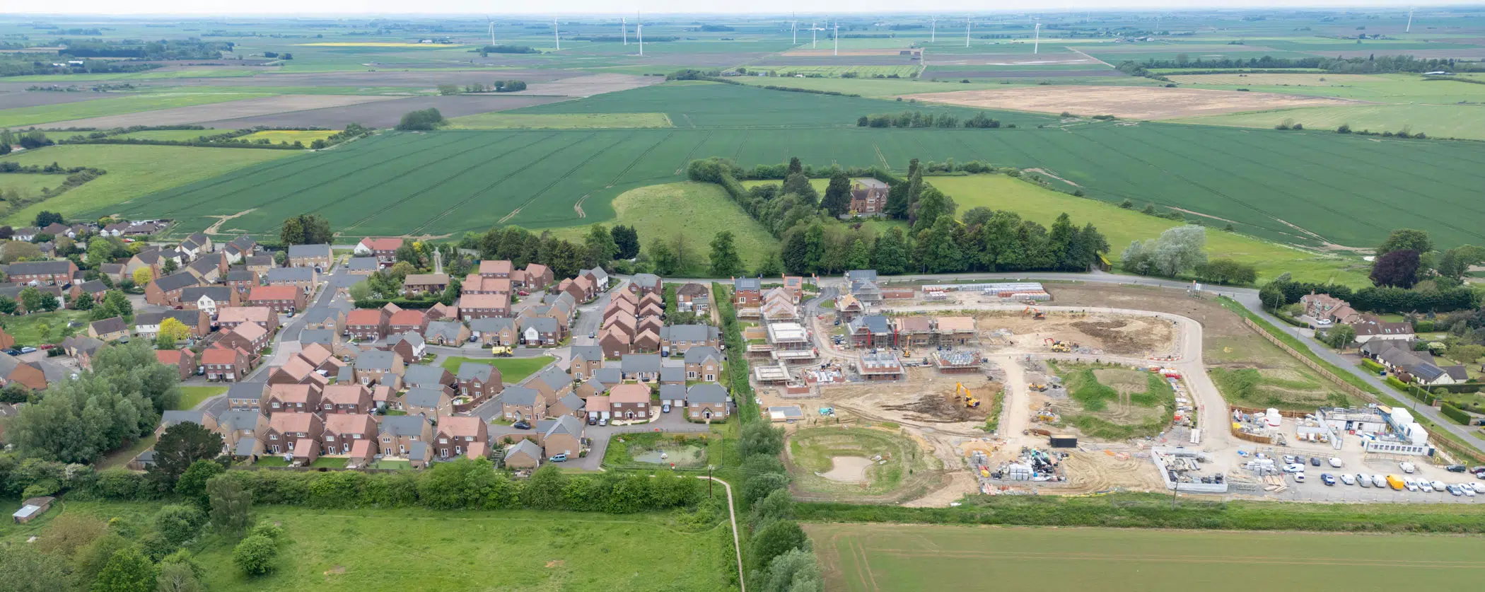 Aerial Shot of new housing development under construction