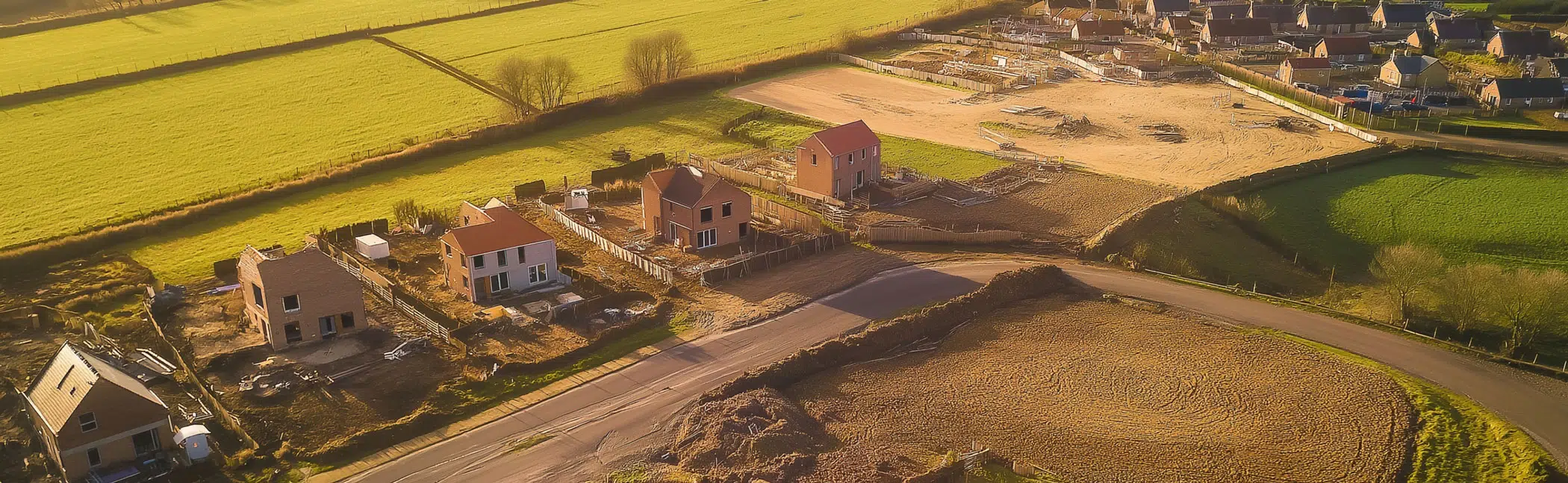 Aerial Shot of new housing development under construction